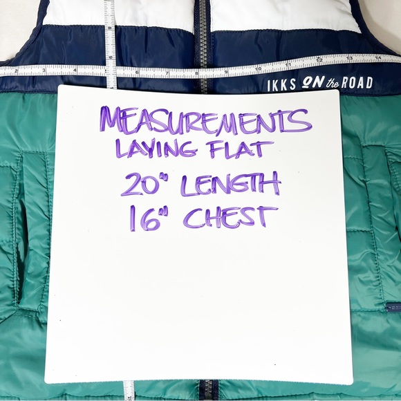 Ikks Boys Reversible Puffer Vest in Green and Blue with Stripes Size 10 - Picture 15 of 16
